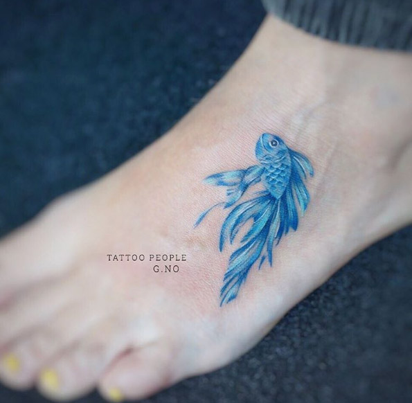Fish Tattoo on Foot by G.NO