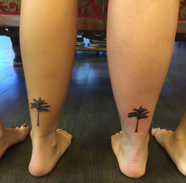 Best Friend Palm Tree Tattoos by Channing Tattoo