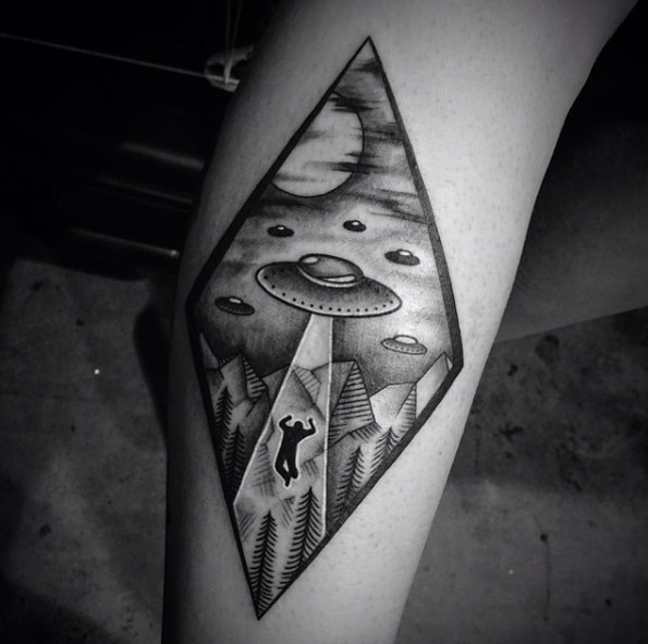 Diamond Shaped UFO Tattoo Design by Ben Doukakis