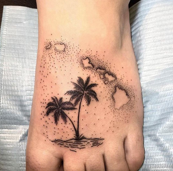 Hawaiian Foot Tattoo Design by Lauren
