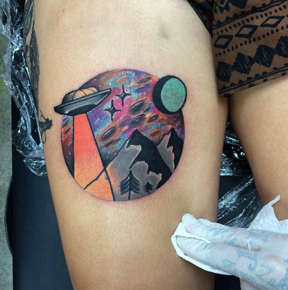 Surreal UFO Tattoo by Little Andy