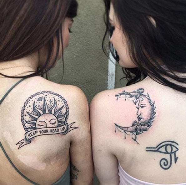 Sun & Moon Best Friend Tattoo by Morgan Gatekeeper 