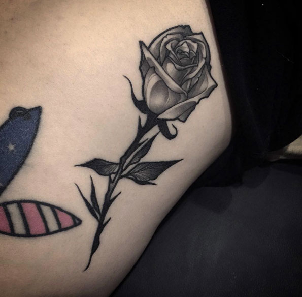 Blackwork Rose Tattoo by Gara