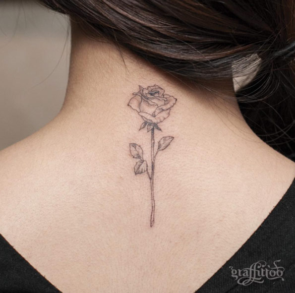 Blackwork Rose Tattoo by River