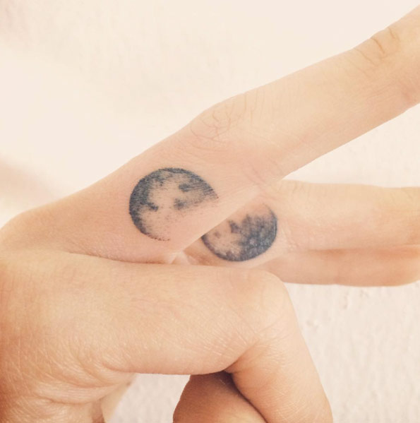Moon Finger Tattoos by Doy
