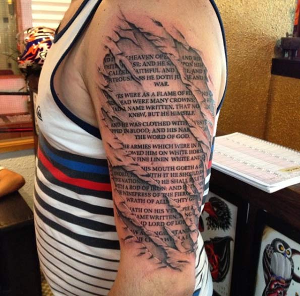 Tear Out Bible Verse Tattoo by Lenny