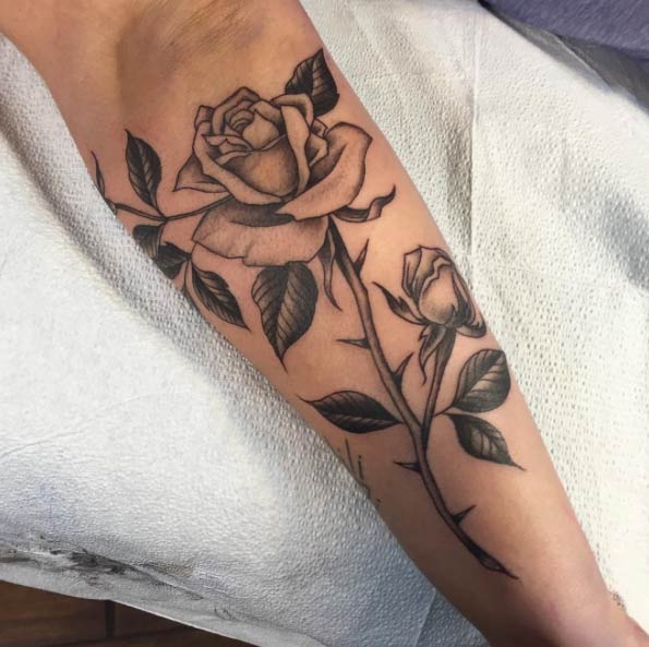 Blackwork Rose Tattoo by Amy Shapiro