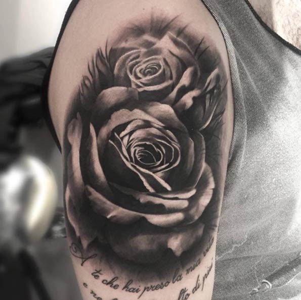 Blackwork Rose Tattoo by Alessio Favre