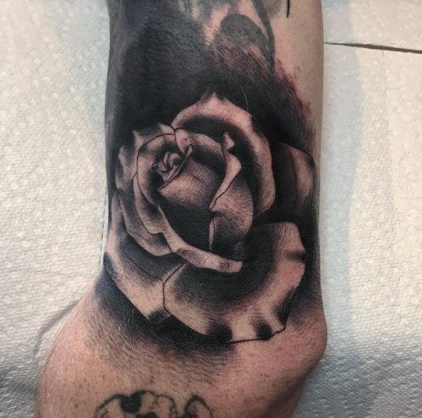 Blackwork Rose Tattoo by Jason Barresi