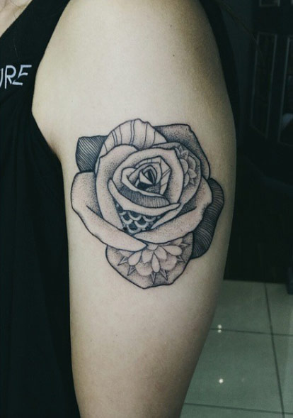 Blackwork Rose Tattoo Design by Barb Rebelo