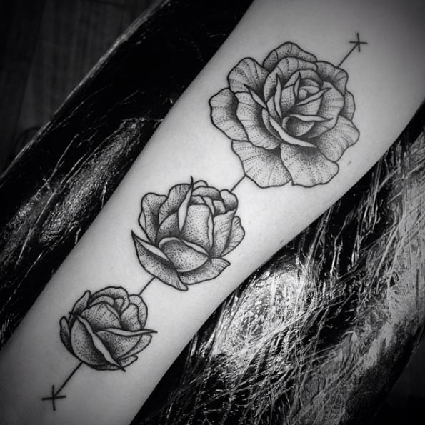 Blackwork Rose Tattoo by Ben Doukakis