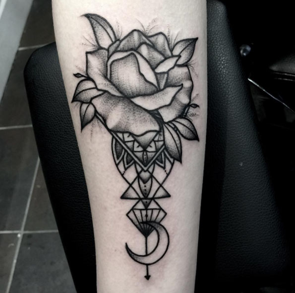 Blackwork Rose Tattoo by Heidi Kaye