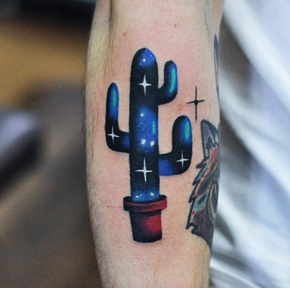Surreal Cactus Tattoo by David Cote