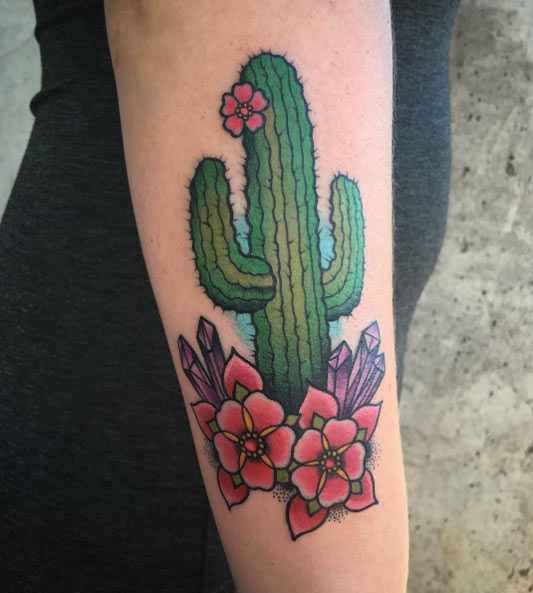 Feminine Cactus Tattoo by Apryl Triana