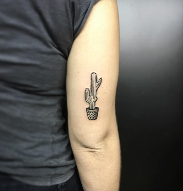 Blackwork Cactus Tattoo by Anderson Felix