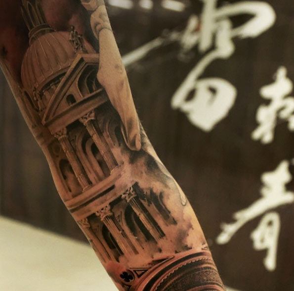 Classical Church Tattoo Design by Wang Lei