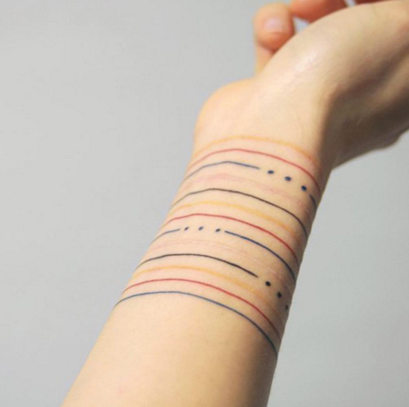 Colorful Bracelet Tattoo by Silo