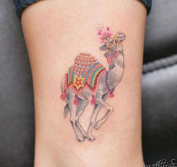Cute Camel Tattoo Design by Graffittoo
