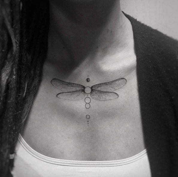 Cute Dragonfly Tattoo Design by Balazs Bercsenyi