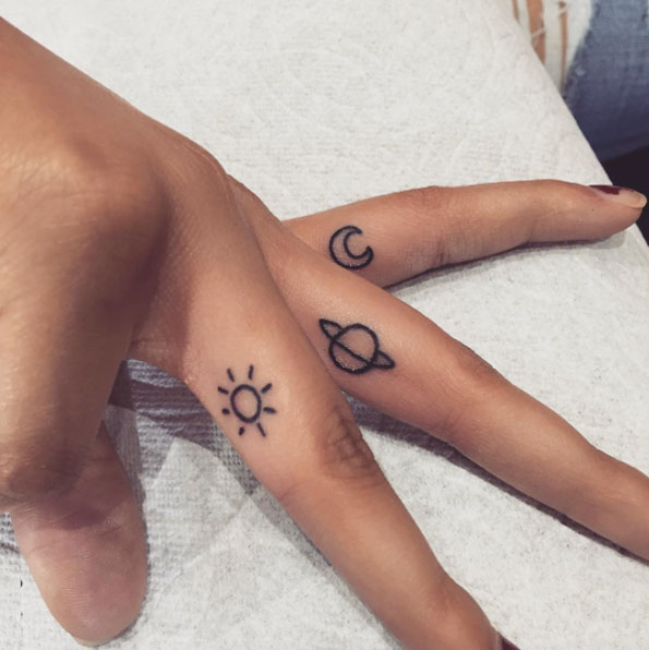 Cute Space Finger Tattoos by Romeo Lacoste
