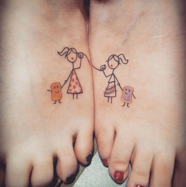 Peanut Butter and Jelly Sister Tattoos by Martha Pranckuviene