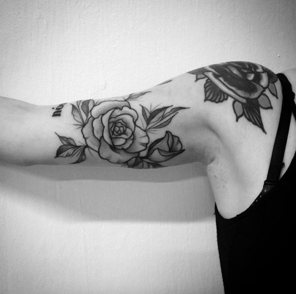Dotwork Rose Tattoo on Arm by Tiago Oliveira