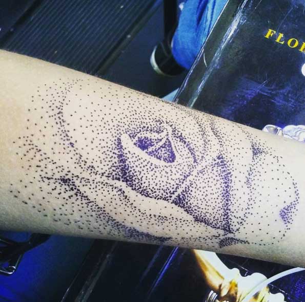 Dotwork Rose Tattoo by Kathryn de la Torre-Alonzo