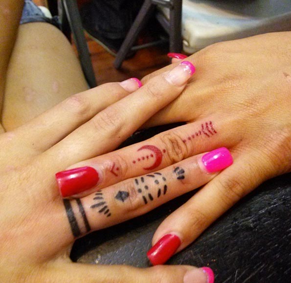 Matching Finger Tattoos for Sisters by Alejandro Gallardo