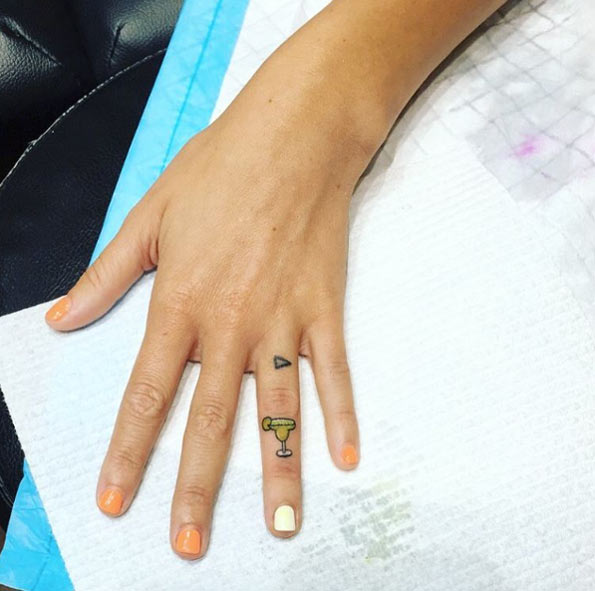 Margarita Glass Finger Tattoo by Lauren Winzer