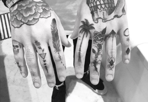 Multiple Finger Tattoos by Doctor Woo