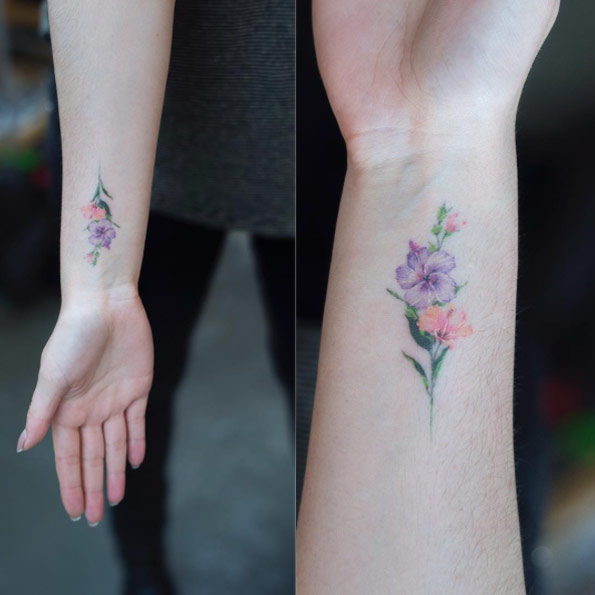 Gorgeous Floral Wrist Tattoo by Sol Art