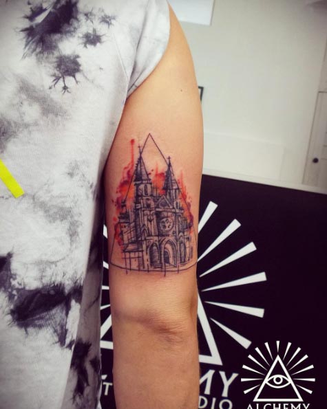 Gothic Church Tattoo by Cynthia Sobraty