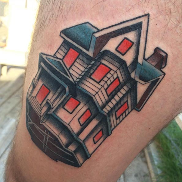 Floating House Tattoo by Ben Ackerman