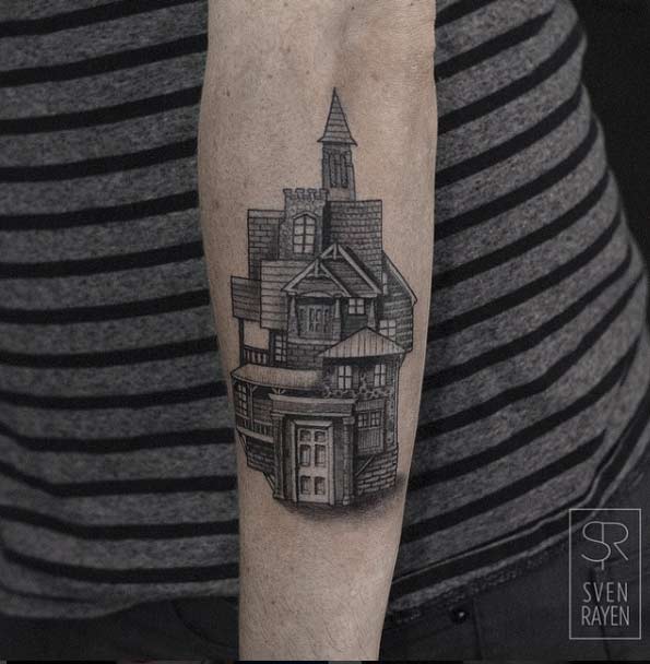 Architectural Tattoo Design by Sven Rayen
