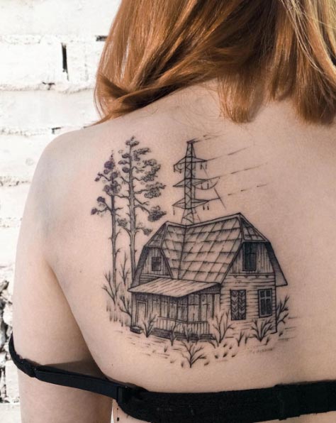 Small Home Tattoo by Aenea Tattoo