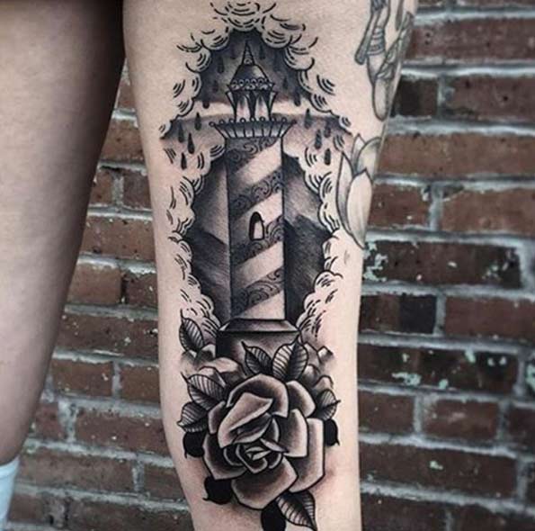 Torn Skin Lighthouse Tattoo Design