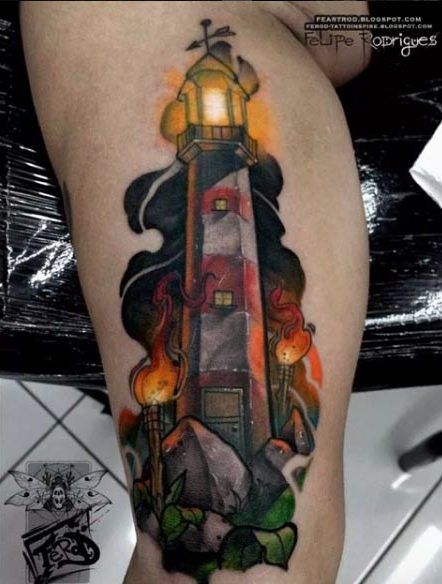 Lighthouse Tattoo Design by Felipe Rodrigues Fe Rod