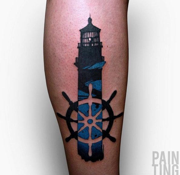 Lighthouse Tattoo Design by Szymon Gdowicz