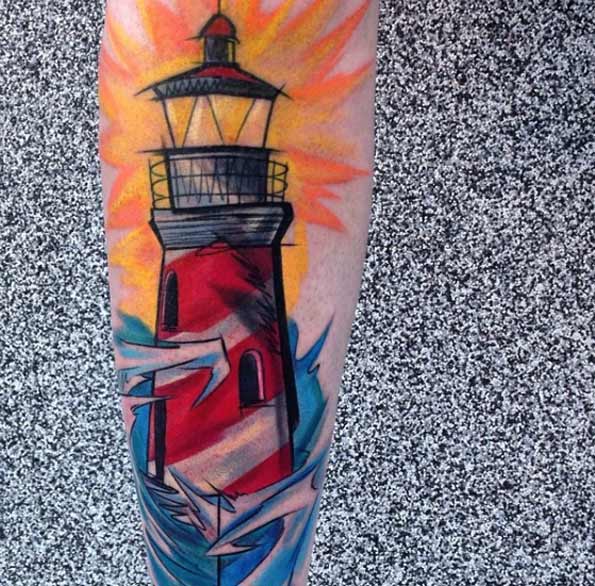 Sketch Style Lighthouse Tattoo Design by Szabi