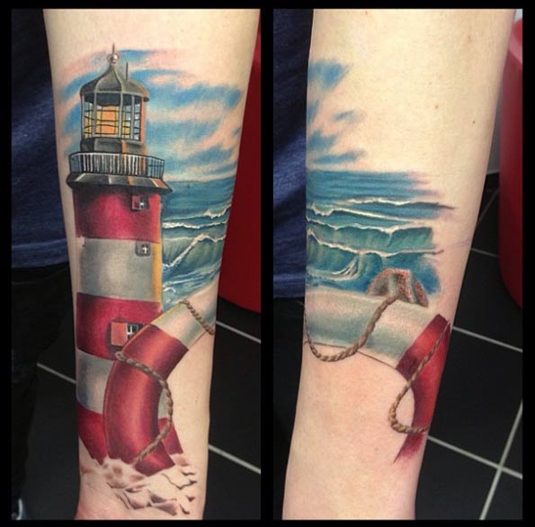 Lighthouse Tattoo Design by Farbschock