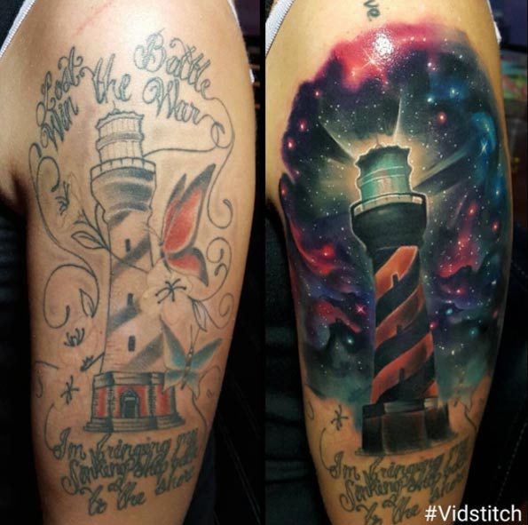 Lighthouse Galaxy Tattoo by Tyler Malek
