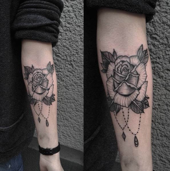 Linework Rose Tattoo Design by Lenn Awe