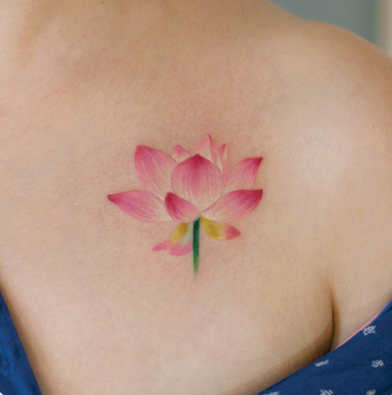 Lotus Flower Tattoo on Shoulder by Graffittoo