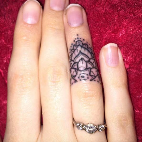Mandala Finger Tattoo by Lauren