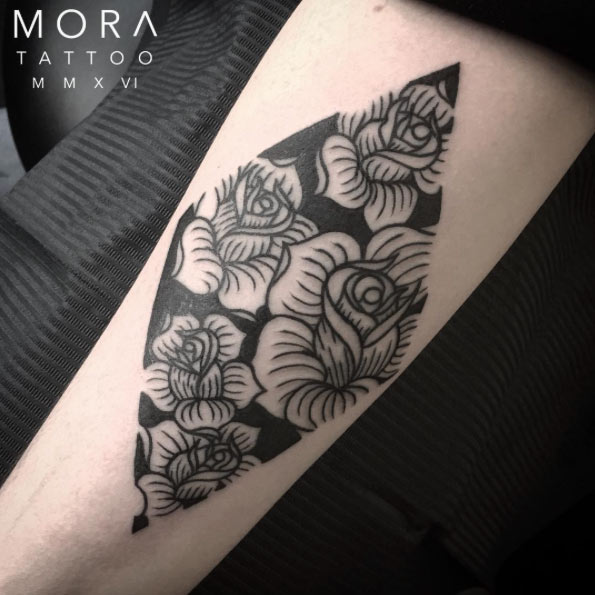Negative Space Rose Tattoo by Simon Mora