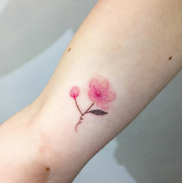 Pink Flower Tattoo by Hongdam