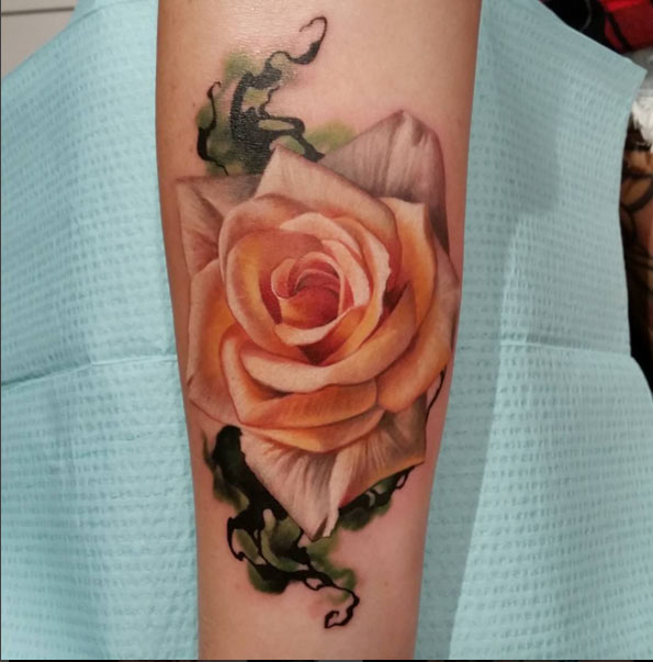 orange roses tattoos