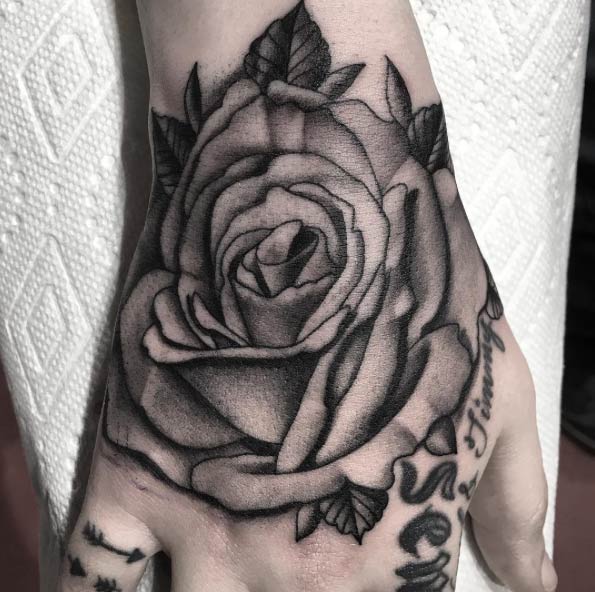 Rose Tattoo on Hand by Ian Carder