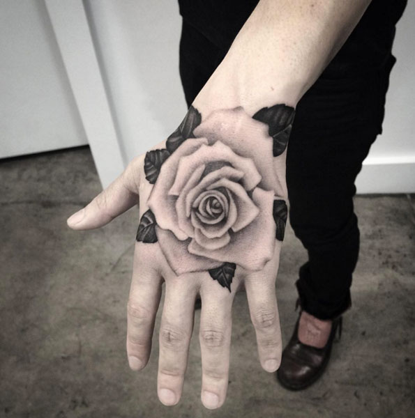 Rose Tattoo on Hand by Liz