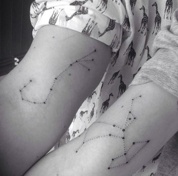 Constellation Sister Tattoos by Lauren Fernandez